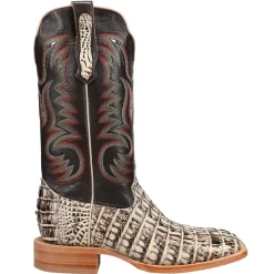 Orix Hornback Caiman Tail Embroidered Square Toe Cowboy Boots