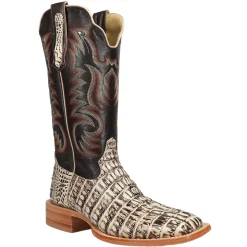 Orix Hornback Caiman Tail Embroidered Square Toe Cowboy Boots