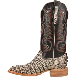 Orix Hornback Caiman Tail Embroidered Square Toe Cowboy Boots