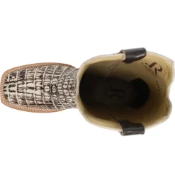 Orix Hornback Caiman Tail Embroidered Square Toe Cowboy Boots