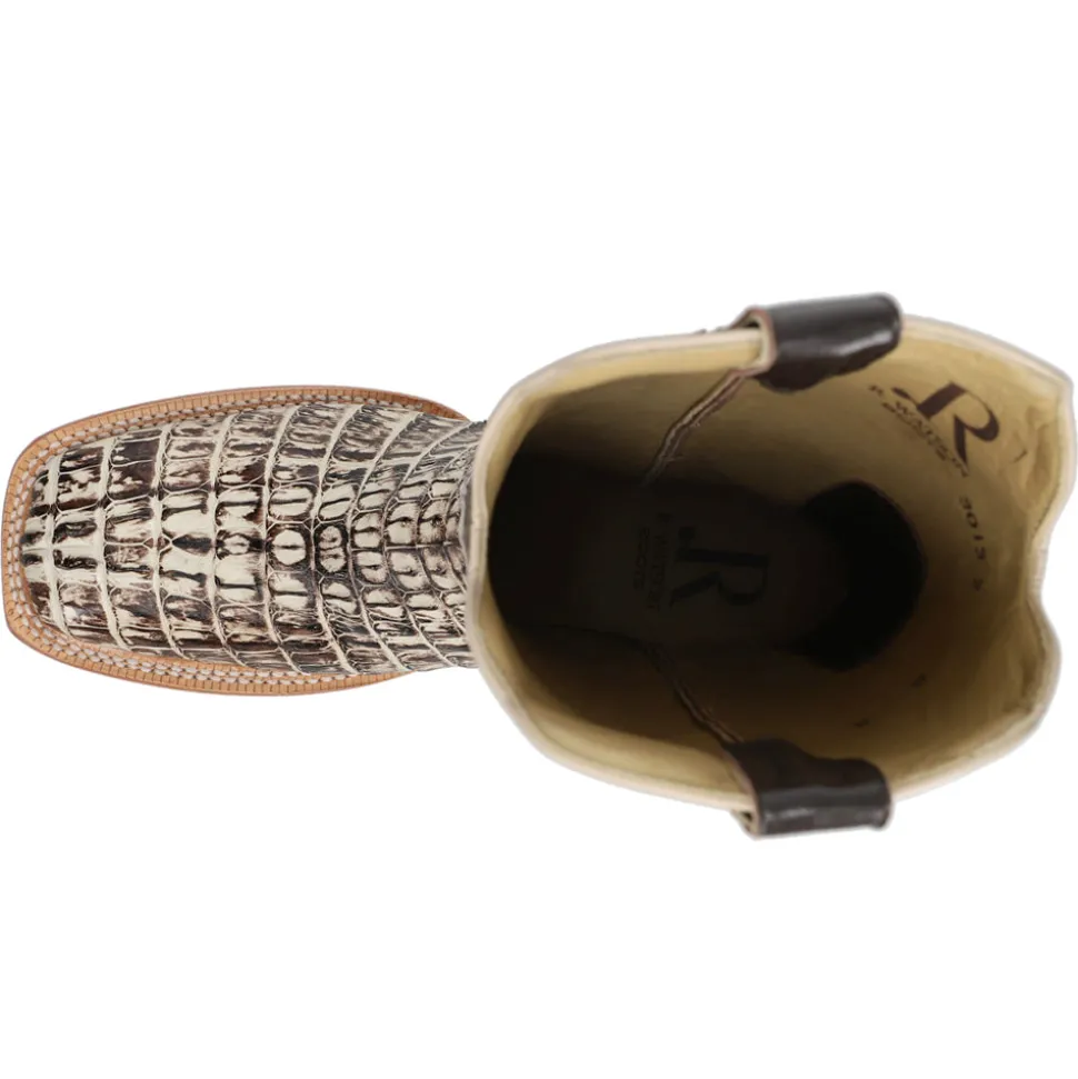 Orix Hornback Caiman Tail Embroidered Square Toe Cowboy Boots