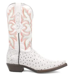 Outlaw Embroidered Ostrich Print Snip Toe Cowboy Boots