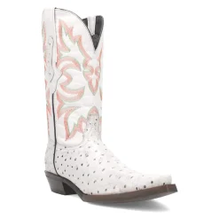 Outlaw Embroidered Ostrich Print Snip Toe Cowboy Boots