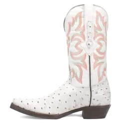 Outlaw Embroidered Ostrich Print Snip Toe Cowboy Boots
