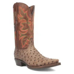 Outlaw Embroidered Ostrich Print Snip Toe Cowboy Boots