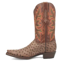 Outlaw Embroidered Ostrich Print Snip Toe Cowboy Boots