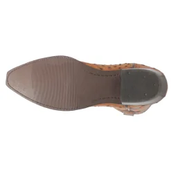 Outlaw Embroidered Ostrich Print Snip Toe Pull On Cowboy Boots