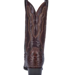Pershing Ostrich Embroidered Round Toe Pull On Cowboy Boots