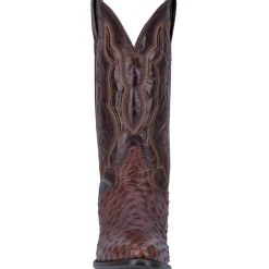 Pershing Ostrich Embroidered Round Toe Pull On Cowboy Boots