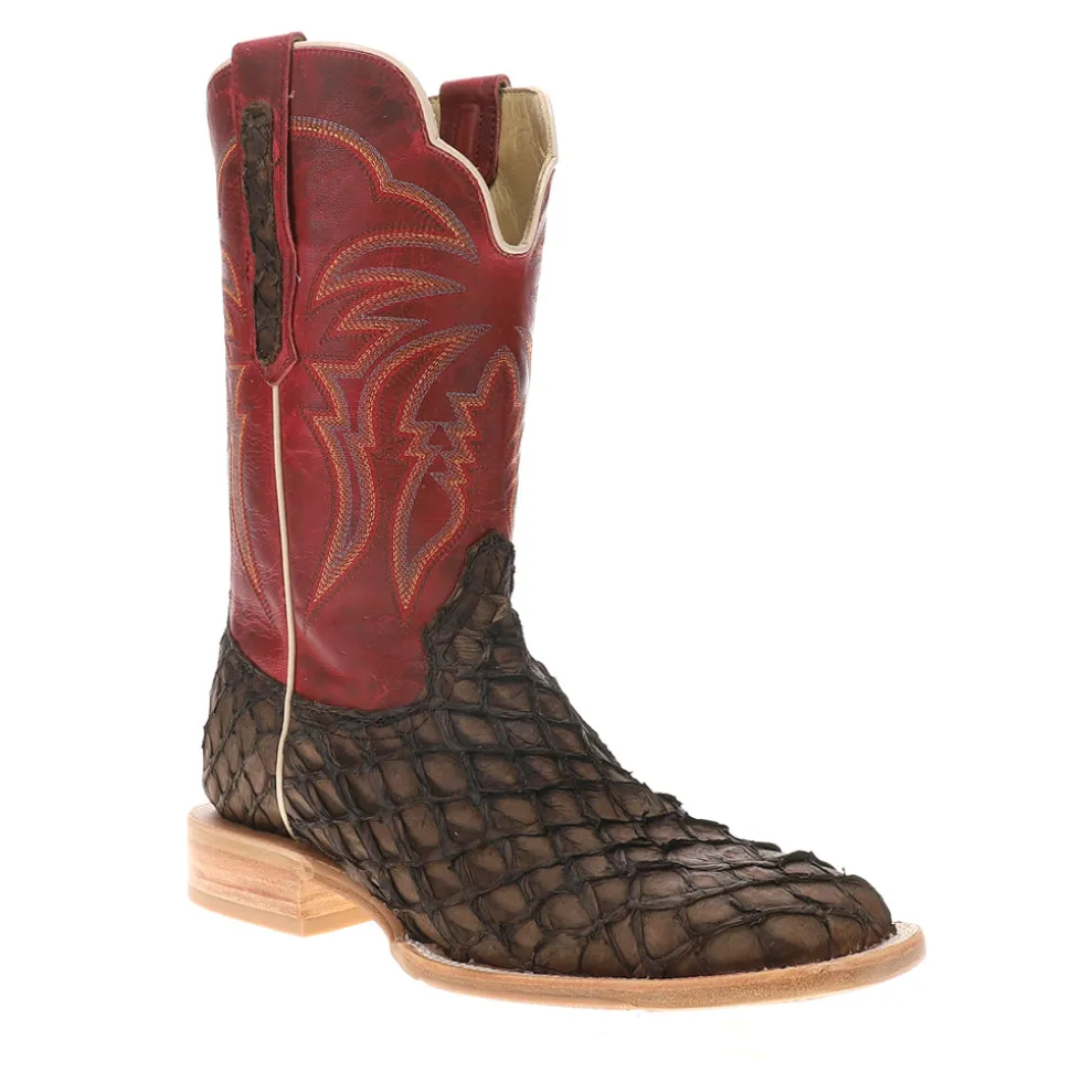 Pirarucu Embroidered Wide Square Toe Cowboy Boots