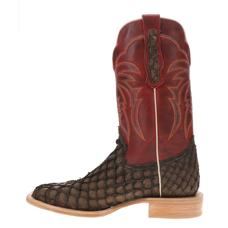 Pirarucu Embroidered Wide Square Toe Cowboy Boots