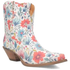 Pixie Rose Floral Leather Snip Toe Pull On Cowboy Booties