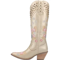 Poppy Floral Metallic Embroidered Studded Snip Toe Cowboy Boots