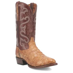 Primetime Caiman Embroidered Round Toe Pull On Cowboy Boots