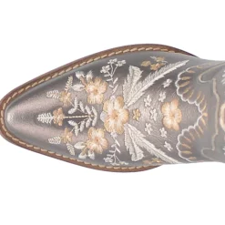 Primrose Metallic Embroidered Floral Snip Toe Cowboy Booties