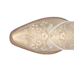 Primrose Metallic Embroidered Floral Snip Toe Cowboy Booties