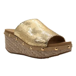 Ravine Metallic Studded Wedge Sandals