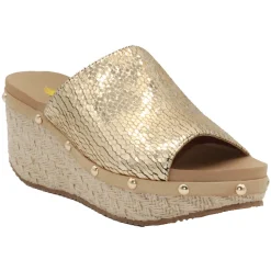 Ravine Metallic Studded Wedge Sandals