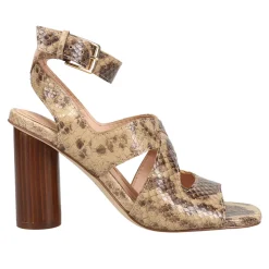Reina City Snake Print Ankle Strap Sandals