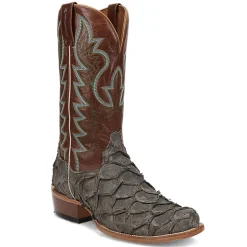 Riggs Pirarucu Embroidered Square Toe Pull On Cowboy Boots
