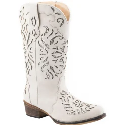 Riley Glitter Tooled Inlay Snip Toe Cowboy Boots
