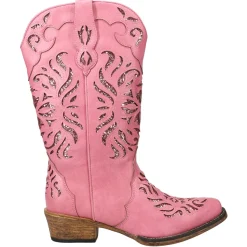 Riley Glitter Tooled Inlay Snip Toe Cowboy Boots