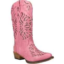 Riley Glitter Tooled Inlay Snip Toe Cowboy Boots