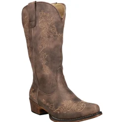 Riley Scroll Embroidery Snip Toe Cowboy Boots