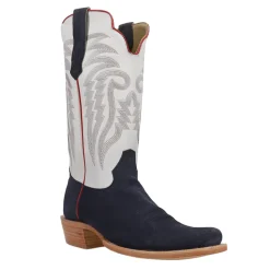 Rough Out Embroidered Narrow Square Toe Cowboy Boots