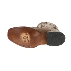 Sand Flower Inlay Embroidered Square Toe Pull On Cowboy Boots