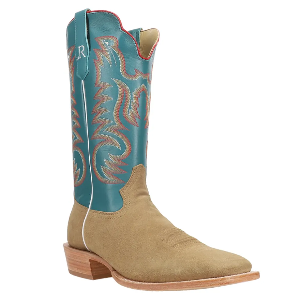 Sand Rough Out Wide Square Toe Cowboy Boots
