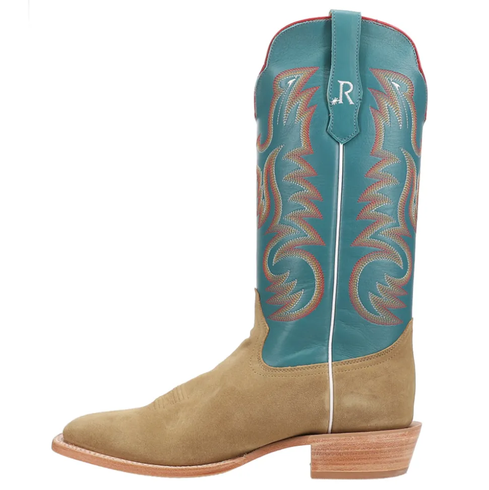 Sand Rough Out Wide Square Toe Cowboy Boots