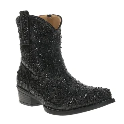 Shay Jewells Rhinestone Snip Toe Pull On Cowboy Booties