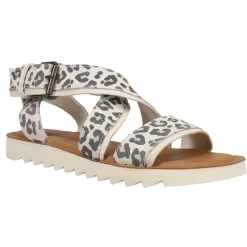 Sidney Tread Snow Leopard Ankle Strap Sandals