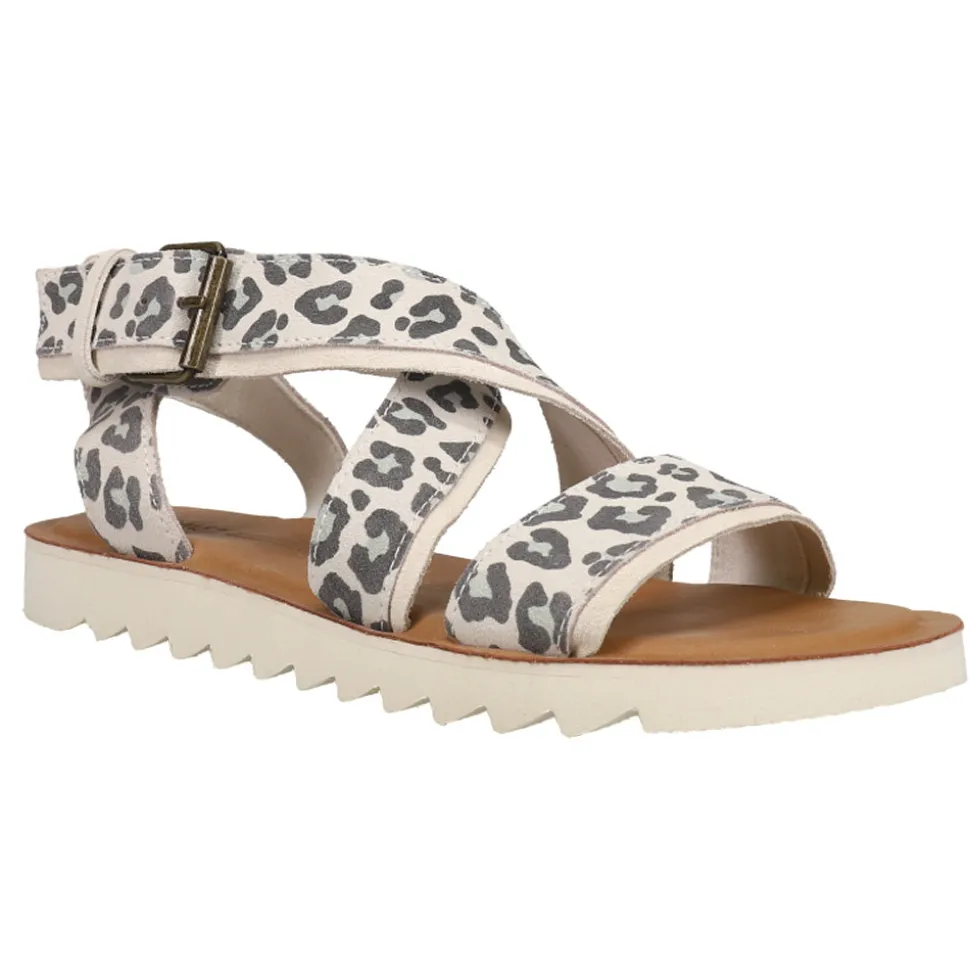 Sidney Tread Snow Leopard Ankle Strap Sandals