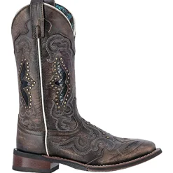Spellbound Studded Tooled Inlay Embroidered Square Toe Cowboy Boots