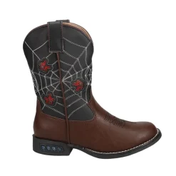 Spider Web Light Up Round Toe Cowboy Boots (Toddler-Little Kid)