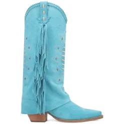 Spirit Trail Studded Embroidered Fringe Snip Toe Pull On Cowboy Boots