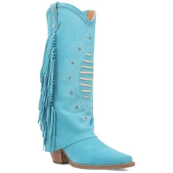 Spirit Trail Studded Embroidered Fringe Snip Toe Pull On Cowboy Boots