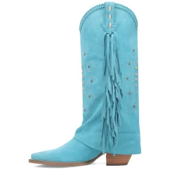 Spirit Trail Studded Embroidered Fringe Snip Toe Pull On Cowboy Boots