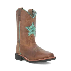 Starr Tooled Inlay Leopard Square Toe Cowboy Boots (Little Kid-Big Kid)