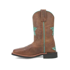 Starr Tooled Inlay Leopard Square Toe Cowboy Boots (Little Kid-Big Kid)