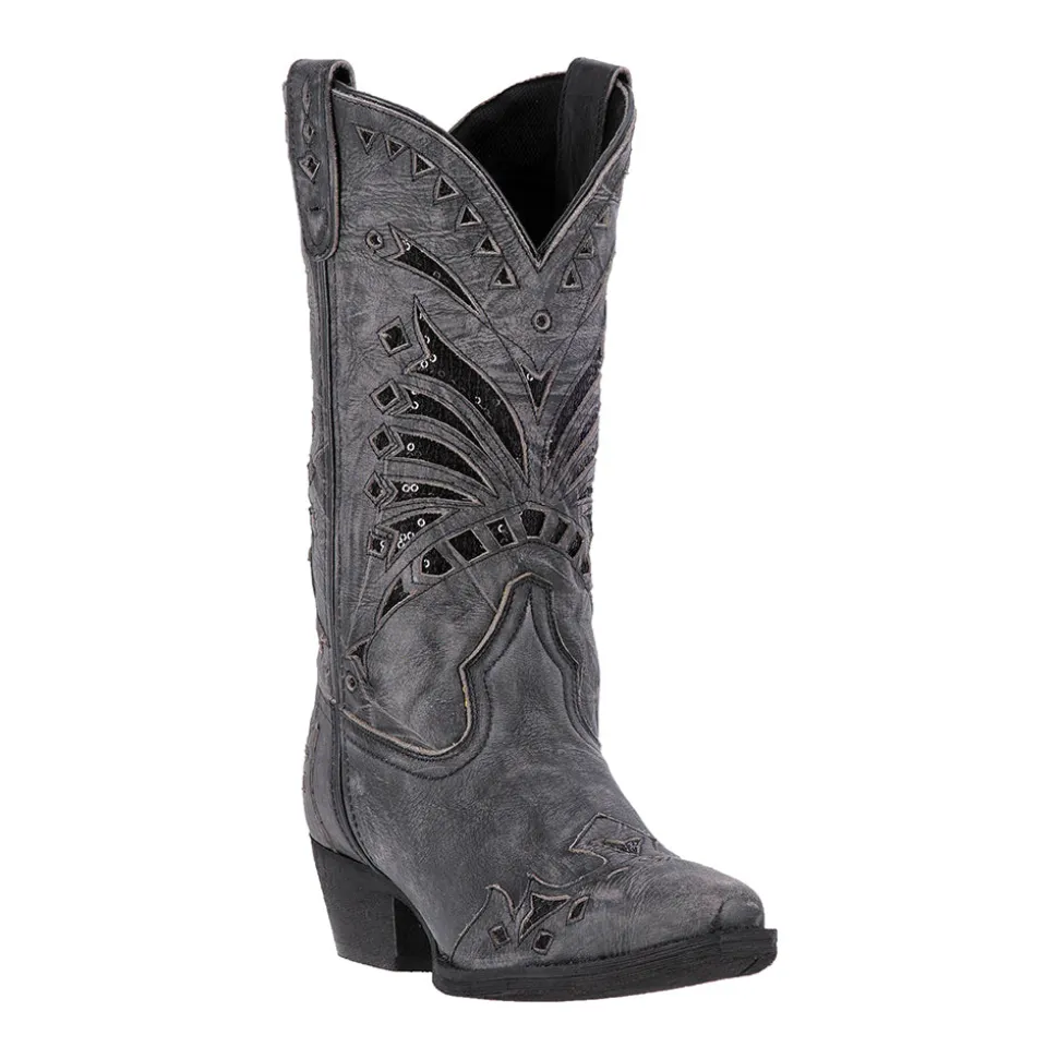 Stevie Tooled-Inlay Snip Toe Cowboy Boots