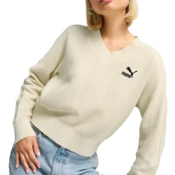 T7 Knitted Logo V Neck Long Sleeve Sweater