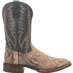 Templeton Python Embroidered Square Toe Pull On Cowboy Boots