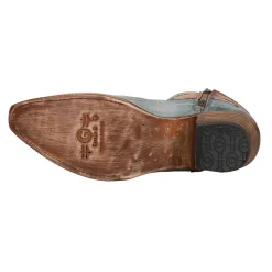 Tooled Inlay Floral Embroidered Snip Toe Zippered Cowboy Booties