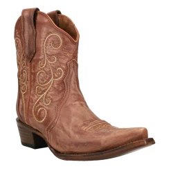 Triad Embroidered Snip Toe Pull On Cowboy Booties