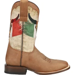 Viva Mexico Patriotic Square Toe Pull On Cowboy Boots