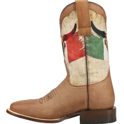 Viva Mexico Patriotic Square Toe Pull On Cowboy Boots