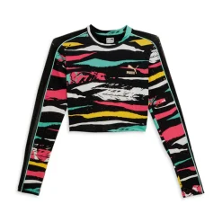 WAL T7 Cropped Mock Neck Long Sleeve Pullover Top